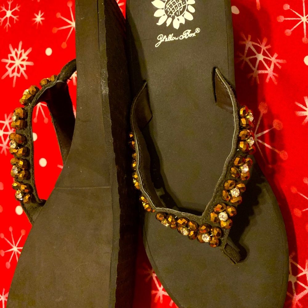 Yellow Box wedge sandals size 9.5